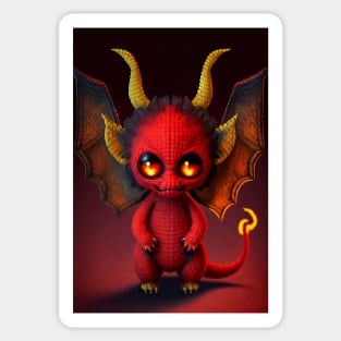 Cute Little Knitted Devil Doll Sticker